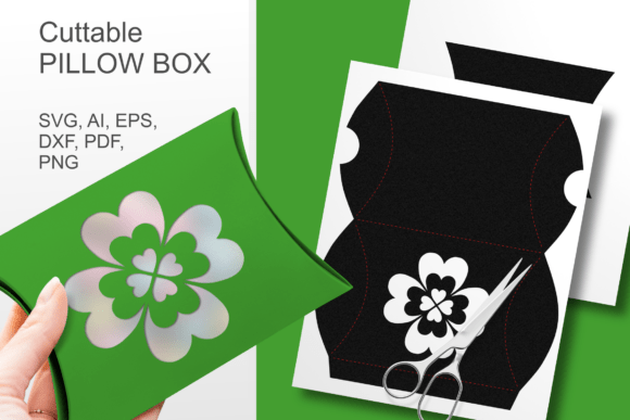 4 Leaves Clover Window Pillow Favor Box: 3D SVG for Saint Patrick’s Day Branding