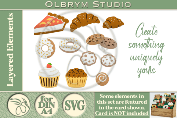 Bakery Layered SVG Elements Set: 3D Design for Pop-Up Cards & Brand Visuals