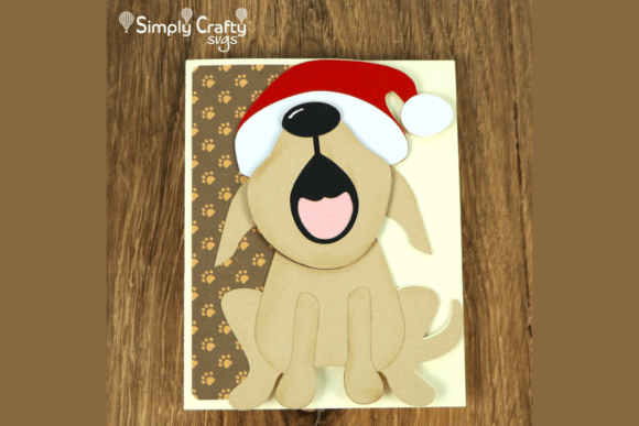 Caroling Dog Card SVG: Festive 3D Design for Dog-Loving Brands