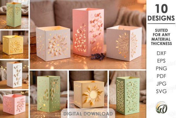 Decorative Paper Lanterns Bundle: 3D SVG Designs for Home Décor Branding