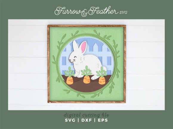 Easter Bunny Carrot Garden Shadowbox 3D SVG