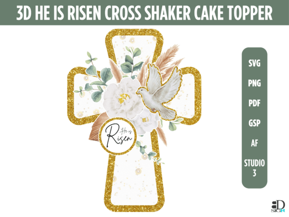 He is Risen Shaker Boho Gold Cross – A 3D SVG for Religious Design Projects That Demands Attention