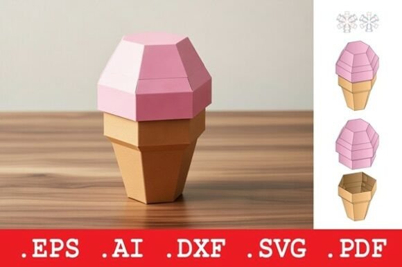 Ice Cream Cone Gift Box Dieline Template Review