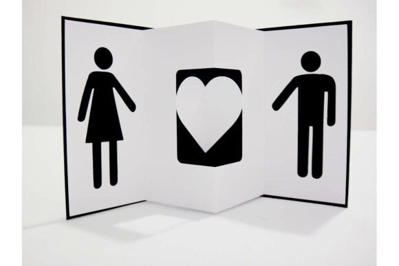 Male Female Signs Heart Pop Up Card: A 3D SVG Design for Romantic Branding and Pop-Up Cards