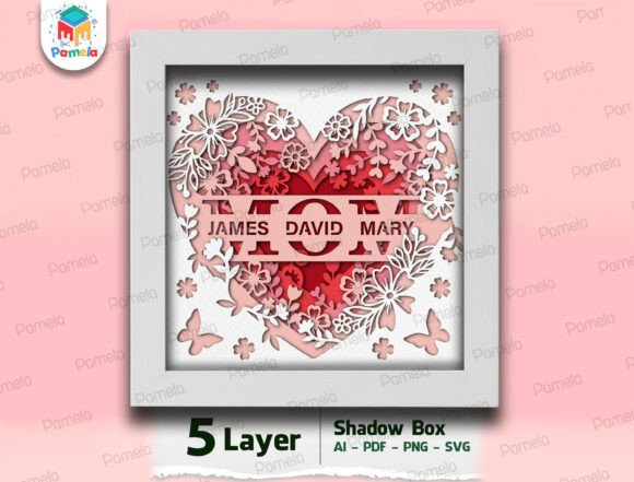 Mother s Day Shadow Box Paper Cut File: A 3D SVG Design for Elegant Editorial Visuals