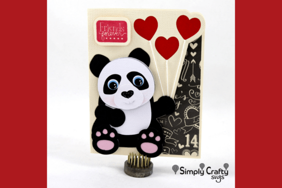 Panda with Hearts Card SVG: 3D Design for Valentine’s Day Branding