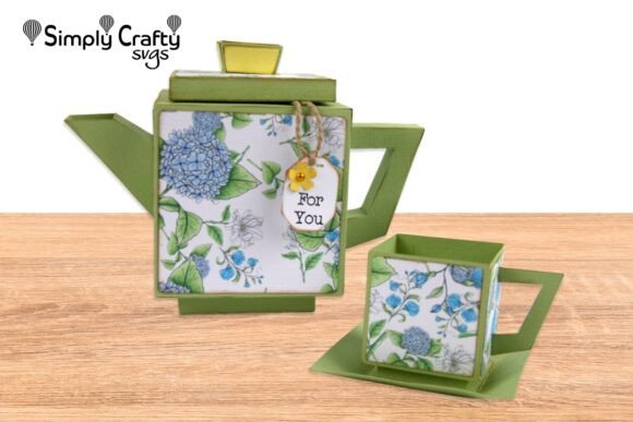 Square Teapot and Teacup 3D SVG for Creative Product Designers